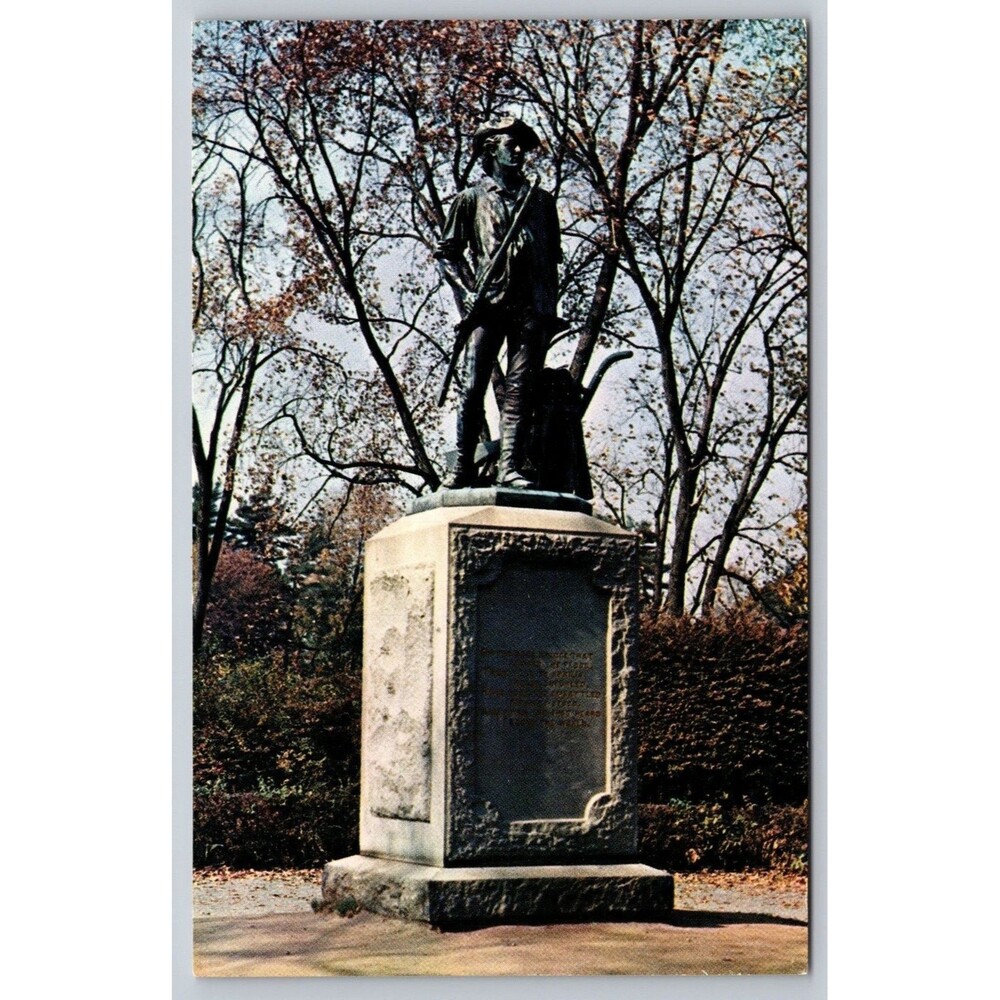 Minute Man Statue Concord MA Daniel Chester French Vintage Postcard Edward Wells